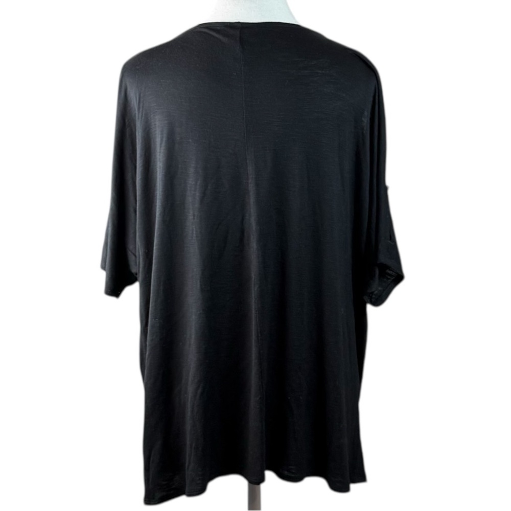 Jones New York Tunic Top Womens L Black Cold Shoulder Stretch Knit Casual - Picture 4 of 11